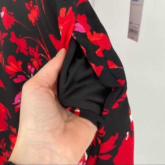 NWT Apt. 9 Red Floral Print MIDI Dress large pockets career office‎ short sleeve - Picture 6 of 6